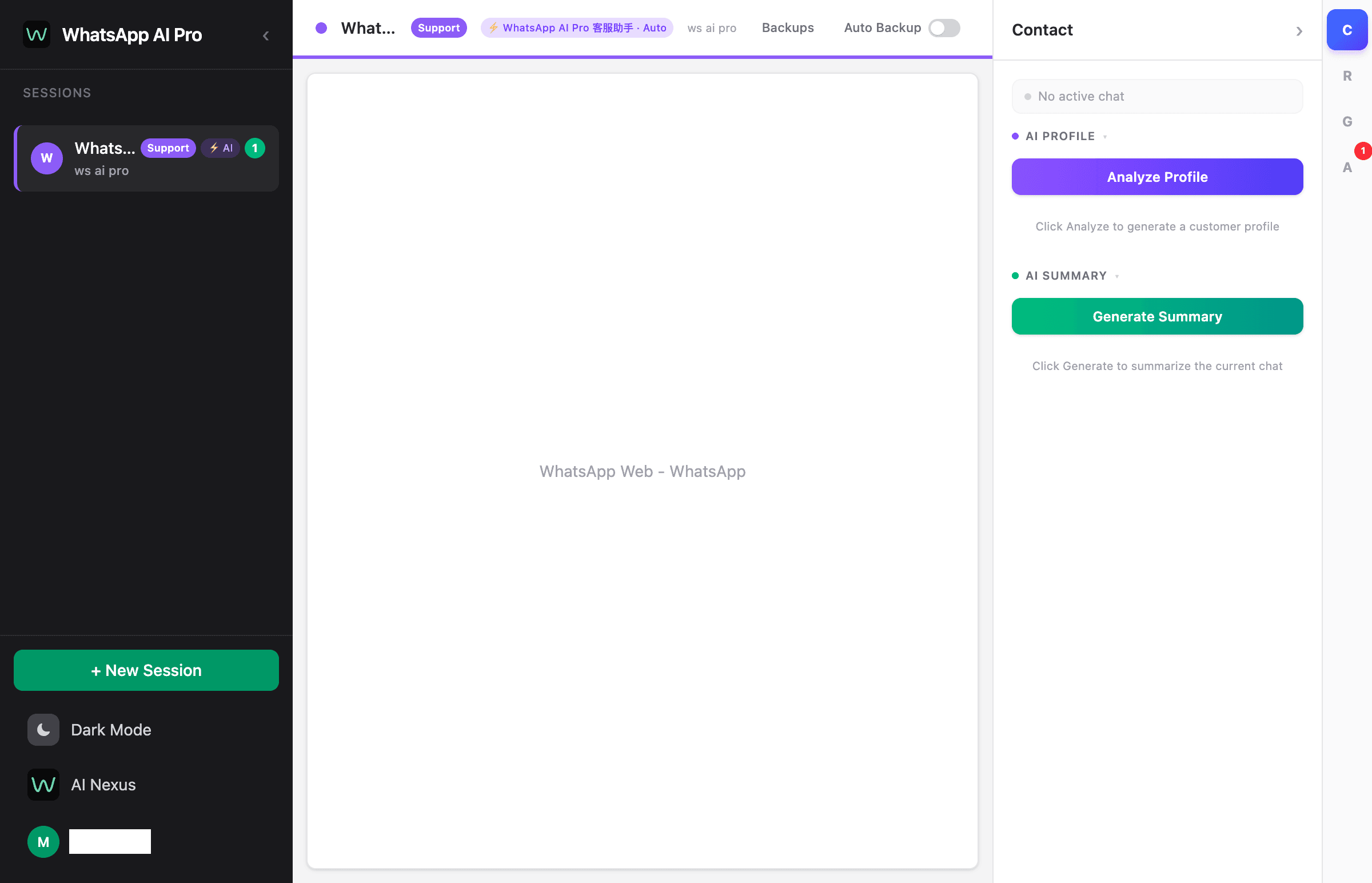 WhatsApp AI Pro main window