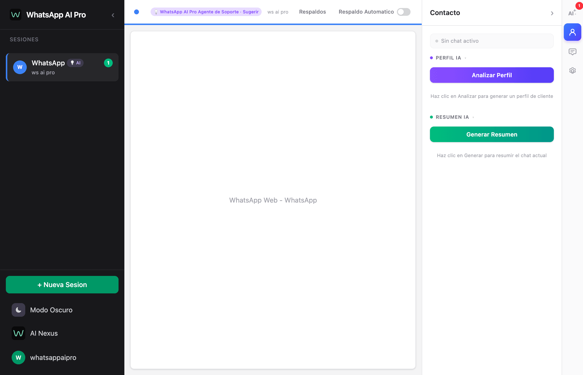 WhatsApp AI Pro main window