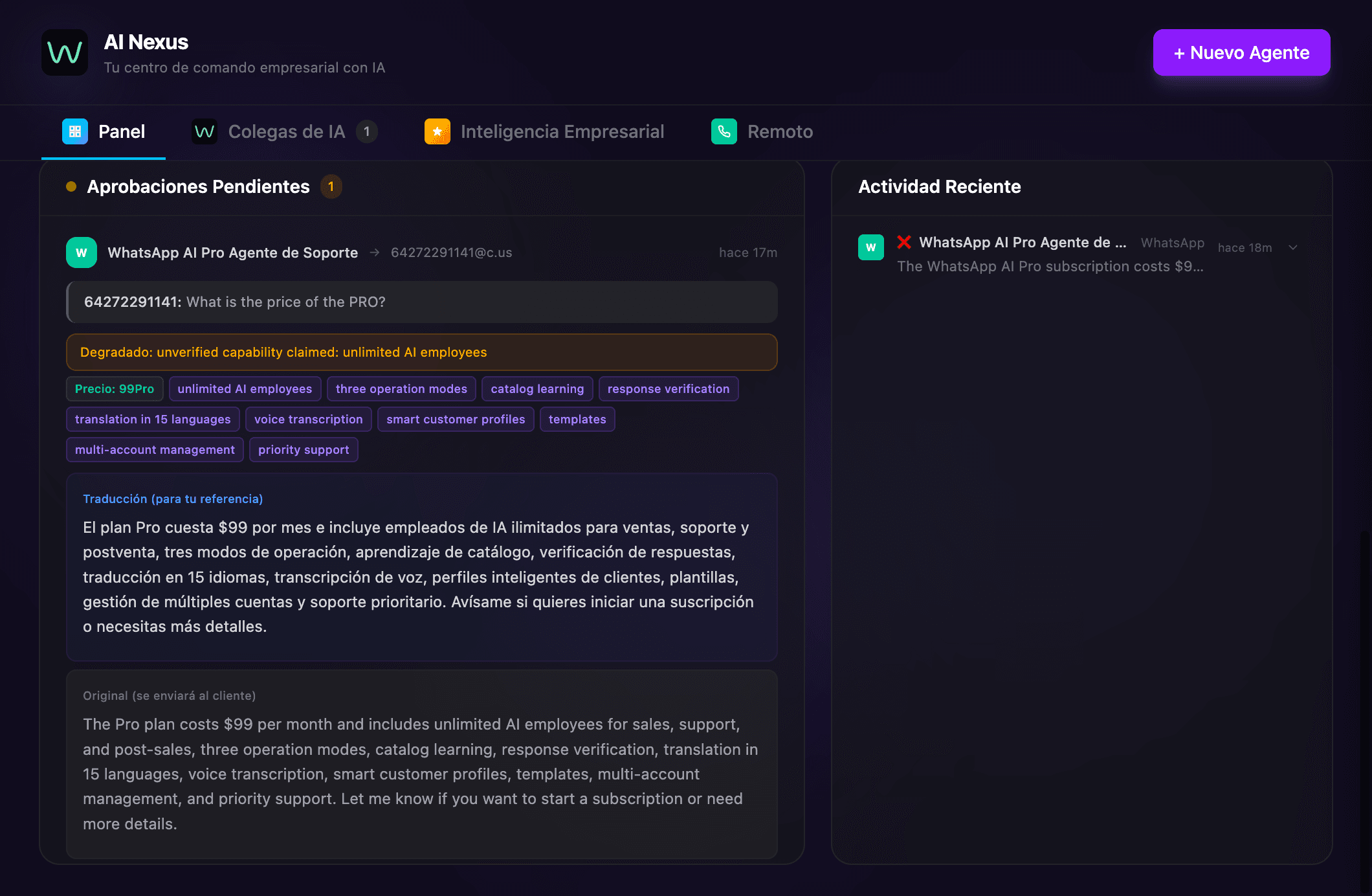 WhatsApp AI Pro - AI Nexus Dashboard