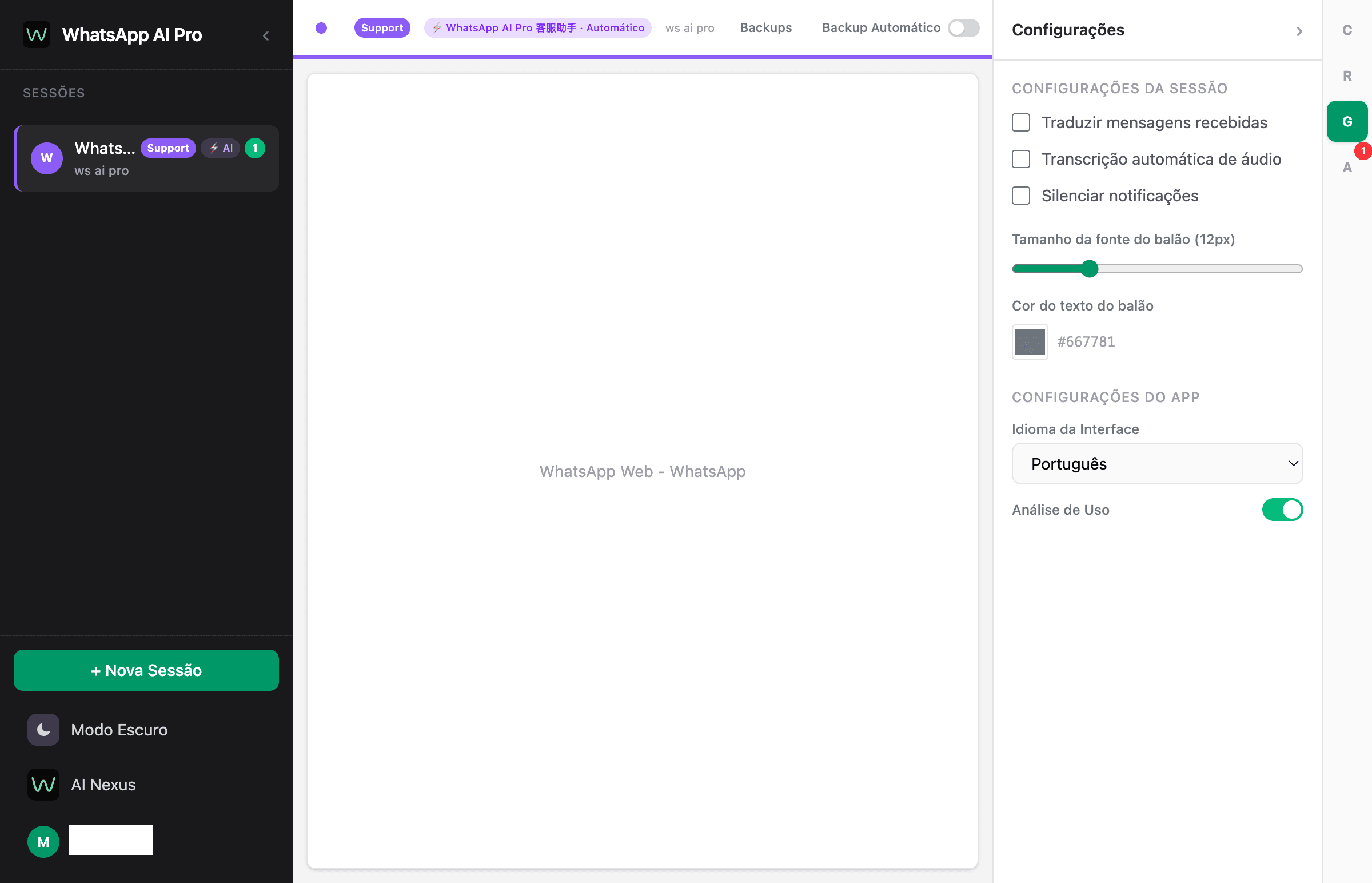 WhatsApp AI Pro — AI Agent Tab