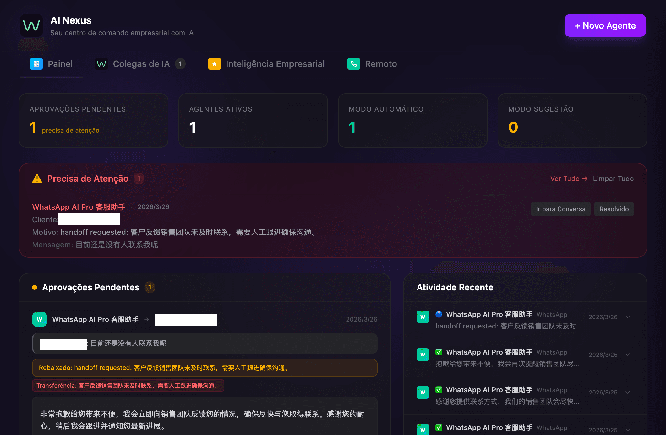 WhatsApp AI Pro - AI Nexus Dashboard