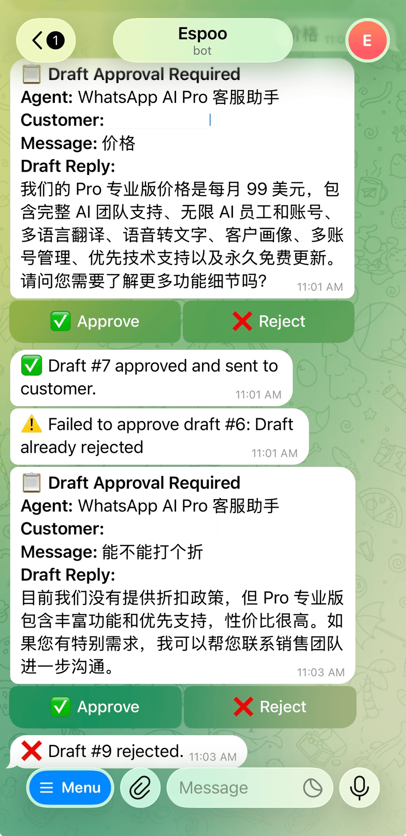 Gerencie sua equipe de IA pelo celular